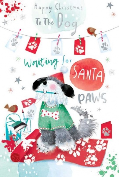 Waiting For Santa Paws Dog Christmas Card