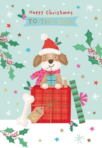 Present Dog Christmas Card