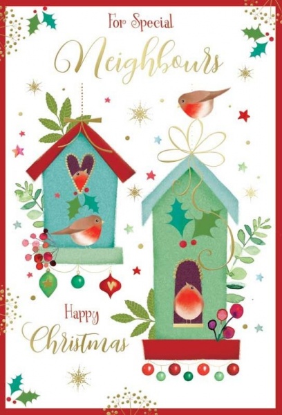 Bird Houses Neighbours Christmas Card