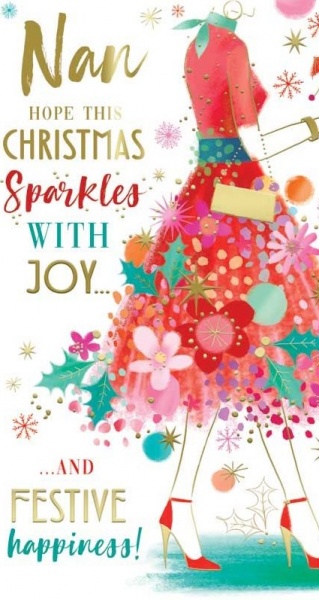 Sparkles With Joy Nan Christmas Card