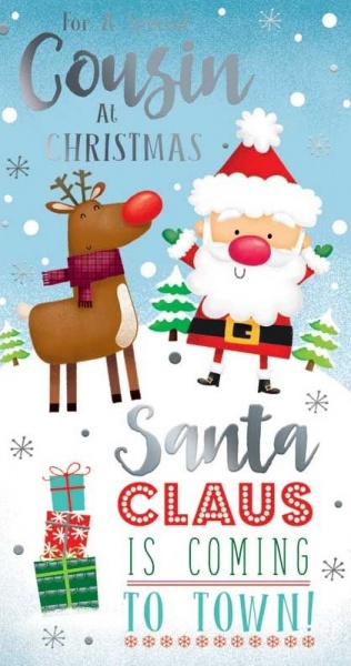 Santa Claus Is Coming To Town Cousin Christmas Card