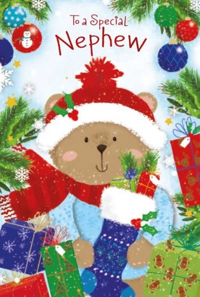 Festive Bear Nephew Christmas Card