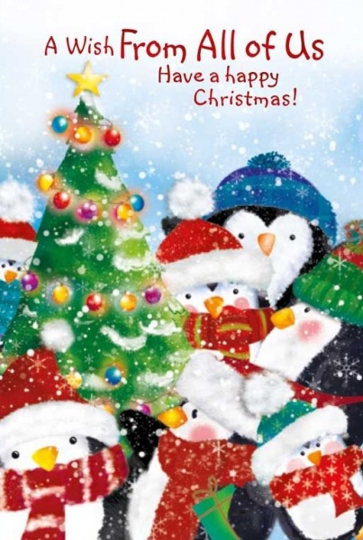 Festive Penguins From All Of Us Christmas Card