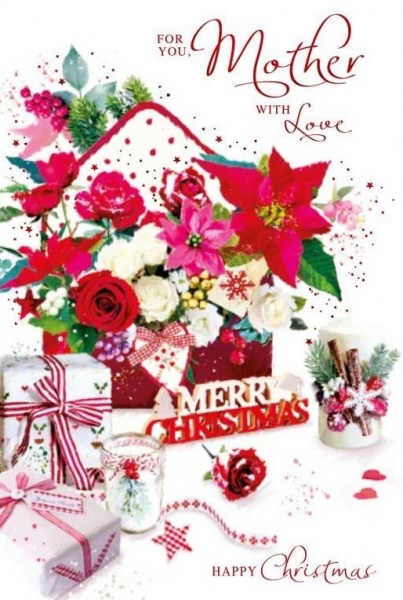 Christmas Blooms Mother Christmas Card