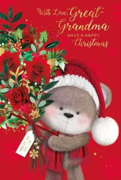 Red Roses Great-Grandma Christmas Card