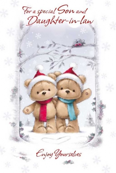 Teddy Greetings Son & Daughter-In-Law Christmas Card