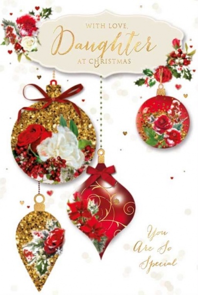 Christmas Baubles Daughter Christmas Card