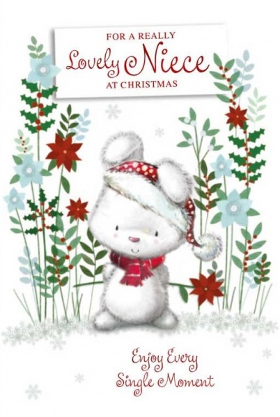 Festive Rabbit Niece Christmas Card