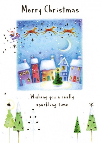 Santa's Sleigh Ride Christmas Cards Pack Of 14