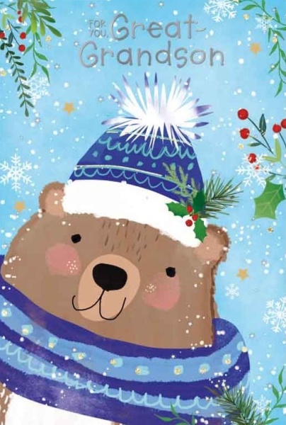 Winter Bear Great-Grandson Christmas Card