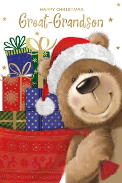 Christmas Bear Great-Grandson Christmas Card