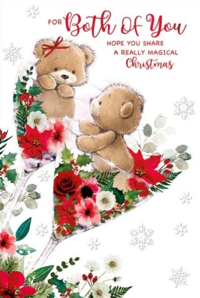 Festive Floral Glasses Both Of You Christmas Card