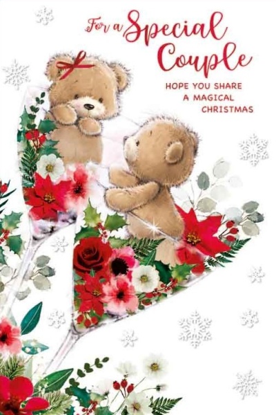 Festive Floral Glasses Special Couple Christmas Card