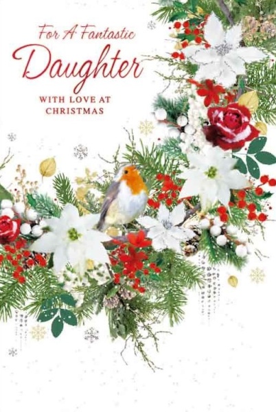 Robin Wreath Daughter Christmas Card