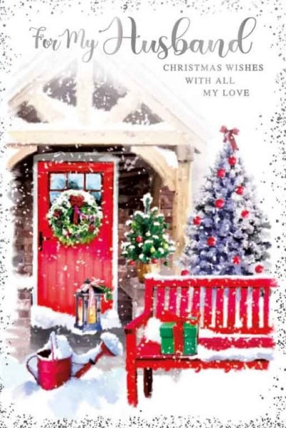 Snowy Porch Husband Christmas Card