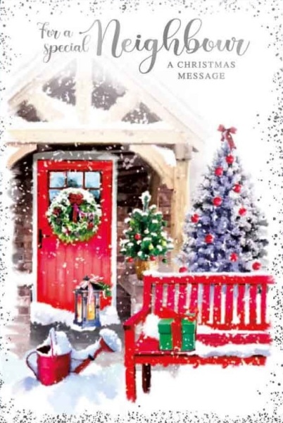 Snowy Porch Neighbour Christmas Card