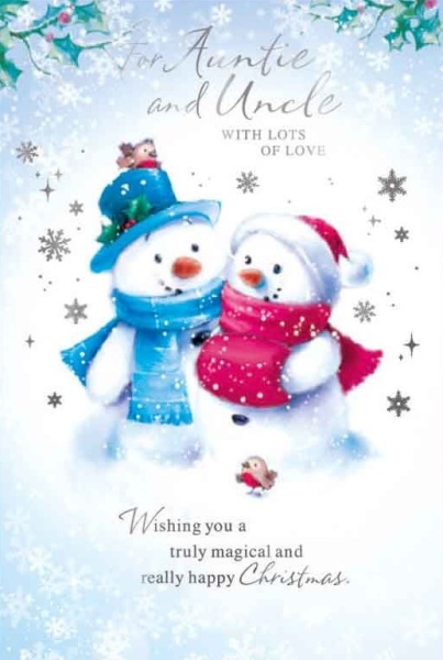 Snowmen Auntie & Uncle Christmas Card