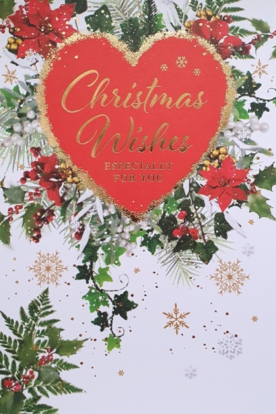 Festive Floral Heart Christmas Card