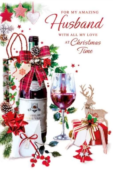 Red Wine Husband Christmas Card