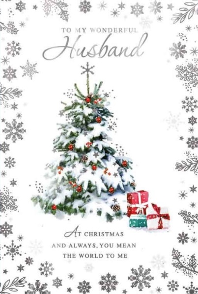 Snowy Christmas Tree Husband Christmas Card