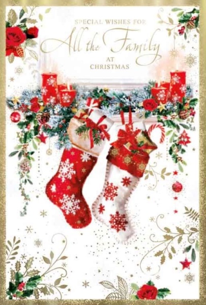 Festive Stockings Family Christmas Card