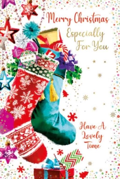 Christmas Stockings & Stars Christmas Card