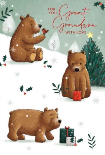 Christmas Bears Great-Grandson Christmas Card