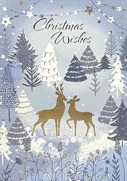 Woodland Reindeer & Treetops Christmas Cards Pack Of 14