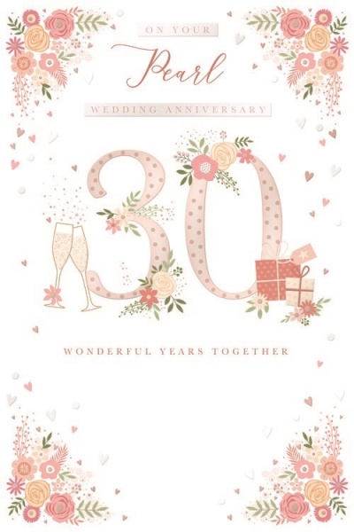 Flowers Pearl Anniversary Card