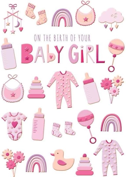 Baby Girl Icons New Baby Card