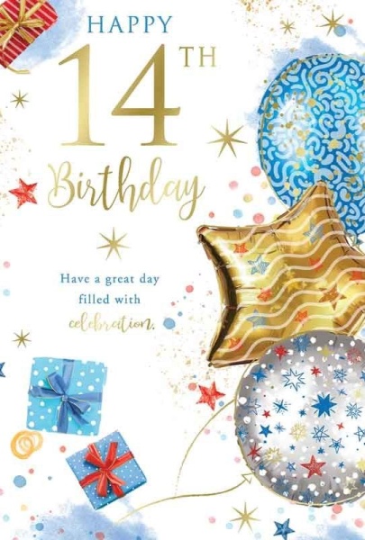 Balloons 14th Birthday Card