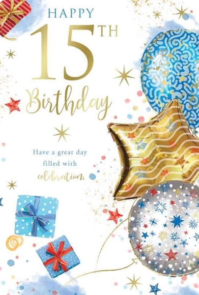 Balloons 15th Birthday Card