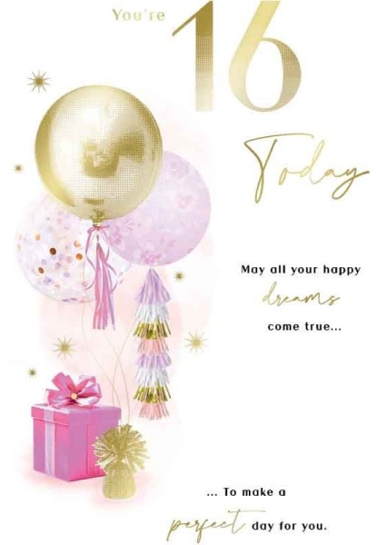 Balloons 16th Birthday Card