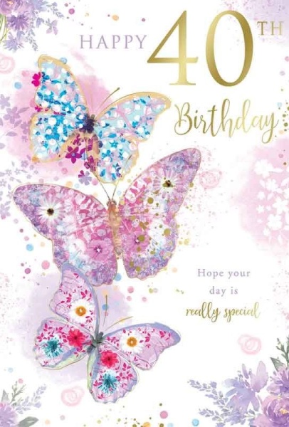 Butterflies 40th Birthday Card