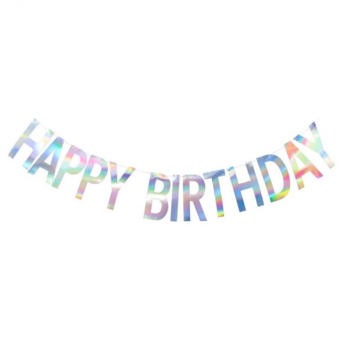 Happy Birthday & Age Iridesecent Banner