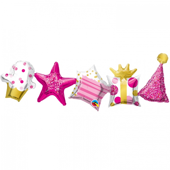 Pink Birthday Balloon Garland Pack of 2