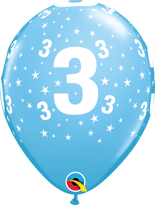 Pale Blue Age 3 Balloons Pack of 6