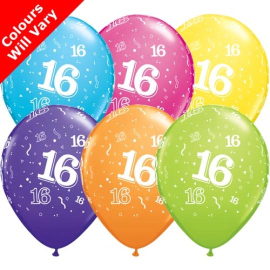 Age 16 Balloons Pack of 6