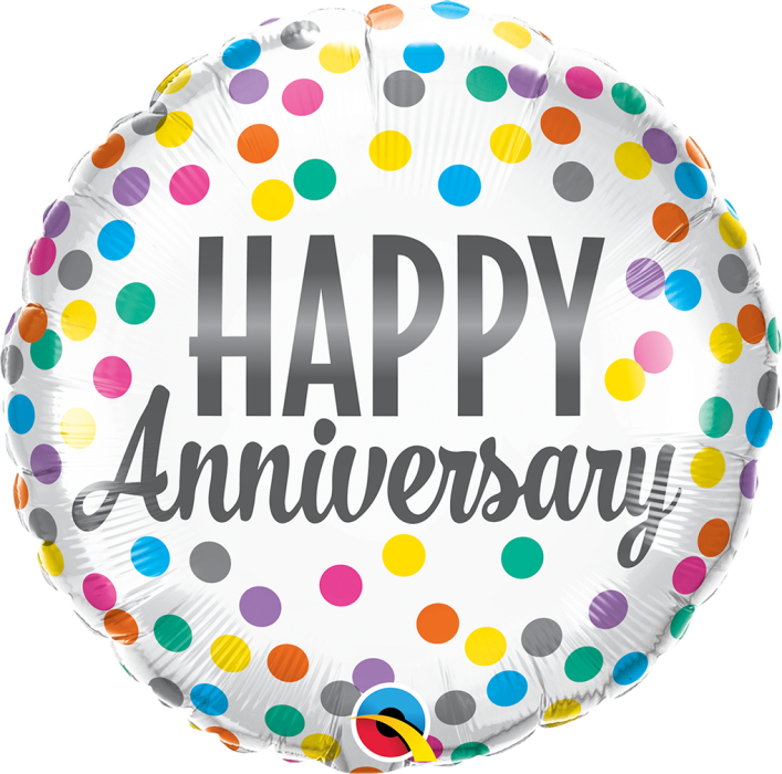 Confetti Dots 18'' Foil Anniversary Balloon