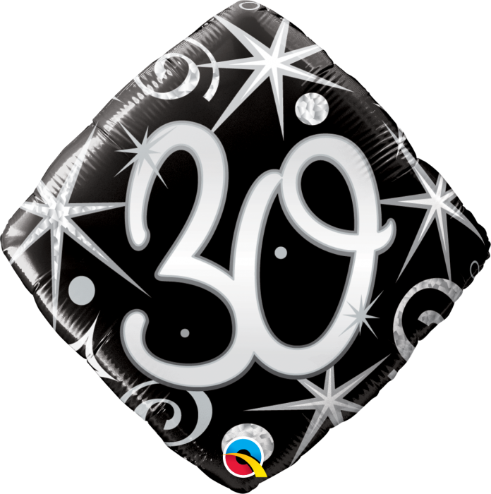 Age 30 Elegant Sparkles & Swirls 18'' Foil Birthday Balloon