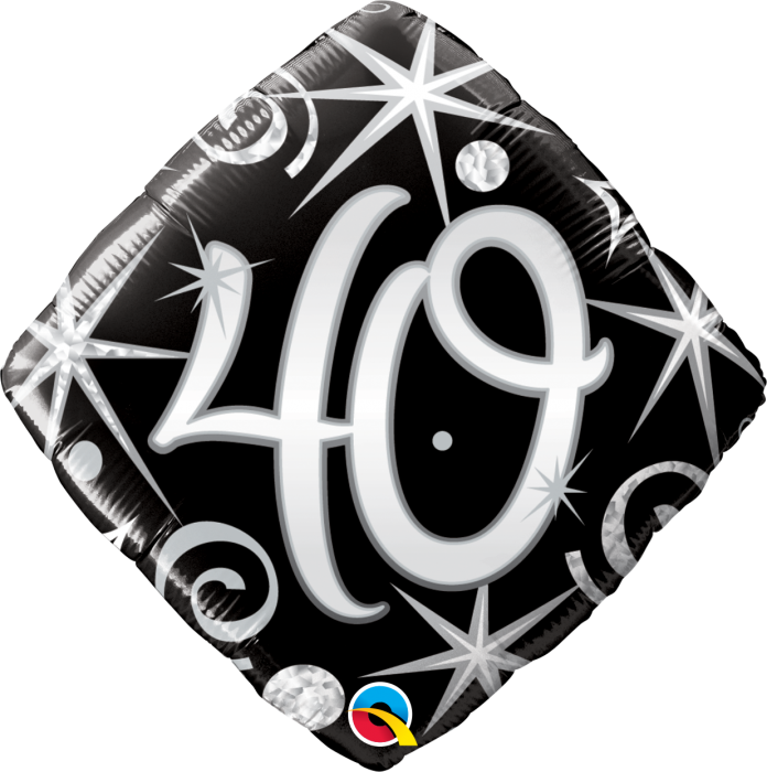 Age 40 Elegant Sparkles & Swirls 18'' Foil Birthday Balloon