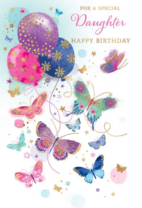 Balloons & Butterflies Daughter Birthday Card