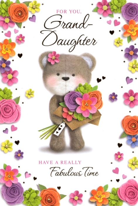 Felt Flowers Grand-Daughter Birthday Card