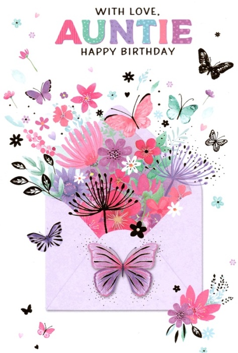 Butterfly Post Auntie Birthday Card