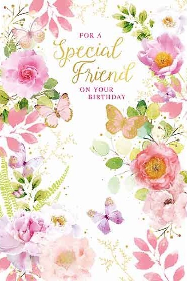 Butterflies & Roses Friend Birthday Card