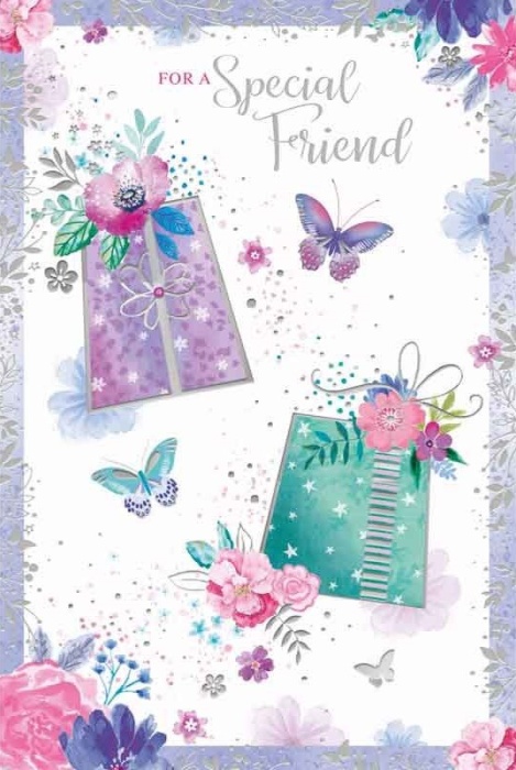 Floral Presents Special Friend Birthday Card