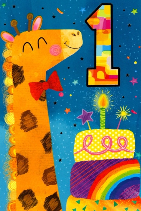 Birthday Giraffe 1st Birthday Card