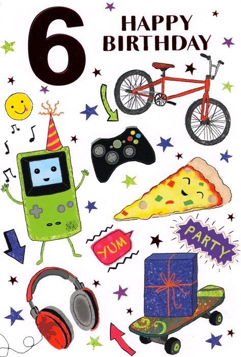 Party Games 6th Birthday Card