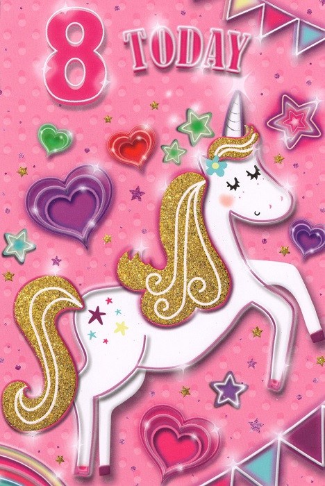 Unicorn 8th Birthday Card