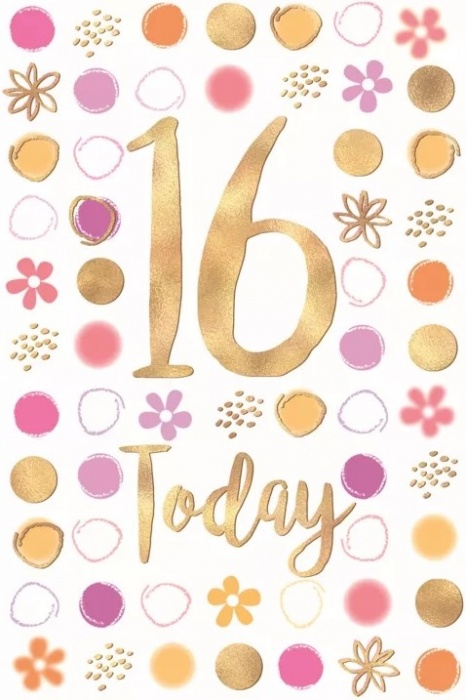 Dots & Flowers 16th Birthday Card